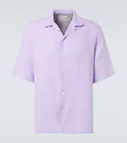 [Brunello Cucinelli] Brunello Cucinelli Linen bowling shirt UK 16 purple