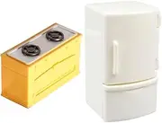 KOMBIUDA Dollhouse Miniature Kitchen 2pcs Mini Fridge Stove Decor for Miniature Homes