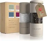 Salt and Pepper Grinder Set I Salt and Pepper Mills with Adjustable Ceramic Grinder 2 Pieces I Manual Design Spice Grinder Set I Greige/Buttercream