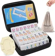 Mexican Train Dominoes Set with Numbers Double 15,Mexican Train Game 15 with 136 Colored Tiles,Dot Dominos Set for Adults Family Board Games with Lightweight EVA Case