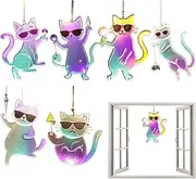 Sun Catchers Indoor Window - Light Catcher - 2D Cat Design Acrylic Rainbow Decorations Arts Craft Ornaments for Home Garden Decorative Birthday Stuffers