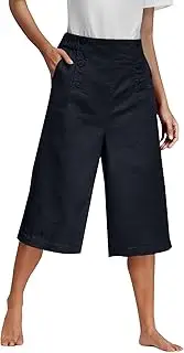 [Generic] Cargo Trousers for Women Work Ladies Summer Petite Walking Maternity 3/4 Leggings with Pockets Linen Size Compression Flight White Cropped Plus Womens Regular Casual Elasticated Waist