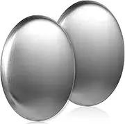 COMNICO 2 Pack Stainless Steel Soap Bar, Silver Odor Remover Magic Metal Odor Absorber Soap Rubbing Stone Kitchen Gadgets Eliminating Hands Skin Smell Like Onion Garlic Strong Scents (Oval)