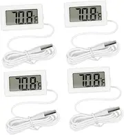 SEWOART 4pcs Digital Fish Tank Thermometers Indoor Temperature Monitoring Tools Temperature for Aquariums and Pet Boxes Easy to Read LED Display White