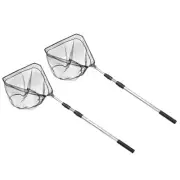 2Pcs Floating Fishing Net Folding 5.6ft Telescopic Landing Pole Handle