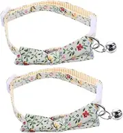 2pcs Cat Collar Collars up Bow Bell Pet with Cat Led Grooming Pet Accessory Polyester Nylon