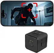 Amhillras Mini WiFi Security Camera, 1080P, 90° Wide Angle, Night Vision, Magnetic Mount, Black