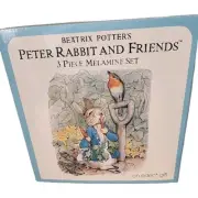Beatrix Potter's Peter Rabbit And Friends 3 Pc Melamine Set New 3-piece 1991