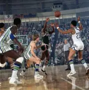 Milwaukee Bucks Oscar Robertson in action making pass vs Atlanta H- Old Photo