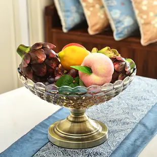 高檔歐式果盤奢華水晶玻璃水果盤 客廳茶幾餐桌加厚水晶玻璃果盤