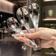 5Pcs Stainless Steel Spoon Asian Soup Spoons Serving Spoon Rice Spoon