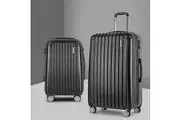 2pc Wanderlite Luggage Trolley Set Travel Suitcase Carry On Hard Case Lightweight Black