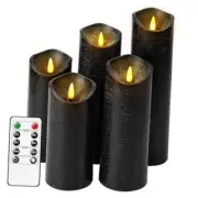 Flickering Flameless Candles with Remote Control and Timer Set of 5 Pc Real