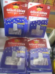 4 Pack Of - 3M Command Adjustables 14 Clear HOOKS + 30 STRIPS Ea noDamage 0.5 lb