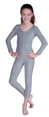 Girl's Unitard Gray Velevt Med