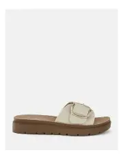 [Novo Shoes] Stori Slides in Metallic Linen