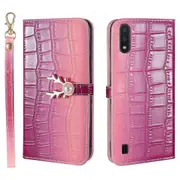 For Samsung Galaxy A01 Phone Case With Strap - Purplish red