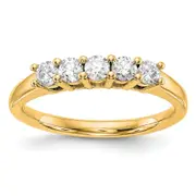 1.10ct. CZ Solid Real 14K Yellow Gold 5-Stone Wedding Band Ring