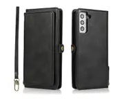 Detachable Phone Case for Easy Portability (Black), Wallet Case for Samsung Galaxy S21 Plus