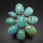 Huge FEDERICO JIMENEZ Sterling Silver TURQUOISE Cluster RING size 7 Adjustable