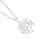 Silver Curly Cz Tree Of Life Pendant in White