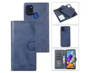 Flip Case for Samsung Galaxy A21S, Detachable Wallet Phone Case for Easy Portability (Dark Blue)