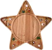 Guowall Wooden Tray Star Shaped Epoxy Resin Serving Platter Christmas Decoration Cheese Board for Kitchen, Home Decor, Food Display - 1 pc/Set
