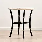 BIANCHINI White Side Table Faux Marble Round Small Side Tables for Living Room, Vintage Modern Chair End Table Bedroom, 58cm x 60cm, White