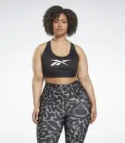 Reebok Lux Vector Medium Impact Racerback Bra Black Plus Size 1X
