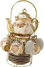 Generic Porcelain Tea Set, Glazed European Coffee Pot, Ceramic Cups and Saucers Set for Wedding, Teapots for Cafes, Bars, Home,