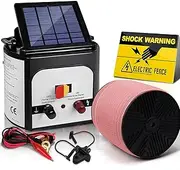 Giantz Fence Energiser 8km Solar Energizer Charger Electric Wire, Fencing Equipment, 0.3J Discharge Energy Lead Sealed Battery Panel 2000m Polytape Width 12mm