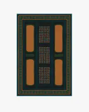 120' x 185' | Machine Washable Runner Rug | Kid & Pet Friendly | Indoor Rug | Architectural Digest Nerissa Teal & Gold Tufted Rug | Ruggable