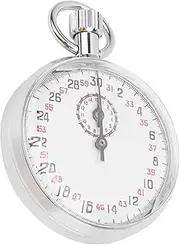 Mechanical Stopwatch, Sports Chronograph Running Timer, Handheld 0.1s Scale 30s Pause, Round Dial Stainless Steel with Hanging Loop for Sports Competitions and Physics Teaching