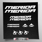 Sticker Set Compatible with Frame MTB Mountain Bike and Helmet | Decals Sticker for Bicycle Lettering Logos | Stickersland® - Merid (White Glossy)