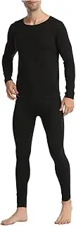 [YYKJATS] Men Two-Piece Suit Long Sleeve O Neck Blouse Thermal Underwear Stretch Soft and Warm Top and Pants