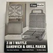 Fine Made 3 In 1 Waffle Sandwich & Grill Maker