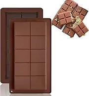 TJHypenete 2Pcs Chocolate Bar Mold, 10 Grids Deep Mould, Flexible Silicone for Candy Bars, Non-stick Kitchen Baking Molds for Home Bakery Cafe Ice Cube