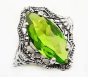 2CT Natural Peridot 925 Solid Sterling Silver Filigree Ring Jewelry Sz 6 ZF-3