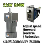 220V Reversible AC Gear 5-470 RPM 200W Variable Electric Motor Speed Controller