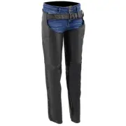 Milwaukee Leather LKL6700 Women's Classic Black Leather Chaps with Hip Pocket