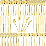 60 Pieces Gold Silverware Set Stainless Steel Shiny Gold Flatware Set for 12 ...