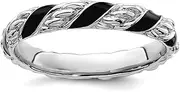 [JewelryWeb] 925 Sterling Silver Stackable Polished Black Enameled Ring-Stackable-Ring for Women