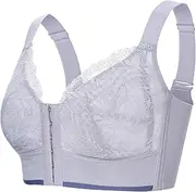 [Generic] Bra's Women Full Cup Thin Underwear Plus Size Front Button Wireless Sports Lace Bra Breast Cover Large Size Bras Women Bras Wireless Push up (C, 34/75D)