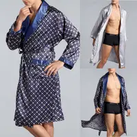 在飛比找蝦皮購物優惠-用男士緞面絲綢奢華和服浴袍睡衣升級您的睡眠風格