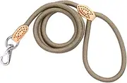 PERSELOSO 1.25M Leather Handle Dog Leash Heavy Duty Training Rope for Active Dogs Durable Clasp for Walking and Training Adventures Beige