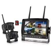 Digital Wireless 7" Monitor Split screen 2x Reversing Camera Kit DVR with 32GB