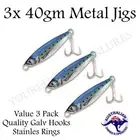 3 Fishing Lures Metal Jig Slug Bream Flathead Salmon Mackerel Tailor Herring 40g