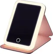 Lighted Travel Mirror - Travel Vanity Mirror | 3 Color Light Modes, Touch Control Compact Rechargeable LED Glass for Women Girls