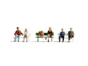 NOCH TT Scale Sitting People with 1 Bench Assembled and Painted Miniatures
