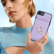 IPhone 8/IPhone 7/IPhone SE Case With Card Holder,Military Grade Drop Protection,Durable Shockproof Cover-Light Purple